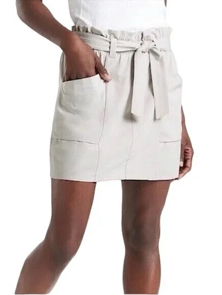 Athleta Skyline Skort Stone Gray Elastic Waist Pull On Belted Athleisure Size 6